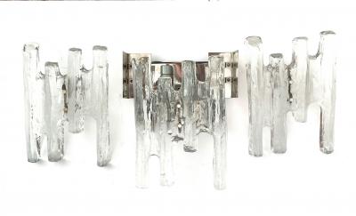  J T Kalmar Kalmar Lighting Pair of Austrian 1960s Clear Glass Ice Block Wall Sconces by J T Kalmar