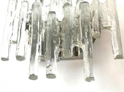  J T Kalmar Kalmar Lighting Pair of Austrian 1960s Clear Glass Ice Block Wall Sconces by J T Kalmar