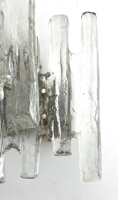  J T Kalmar Kalmar Lighting Pair of Austrian 1960s Clear Glass Ice Block Wall Sconces by J T Kalmar