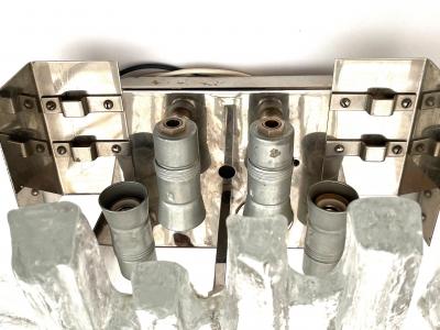  J T Kalmar Kalmar Lighting Pair of Austrian 1960s Clear Glass Ice Block Wall Sconces by J T Kalmar