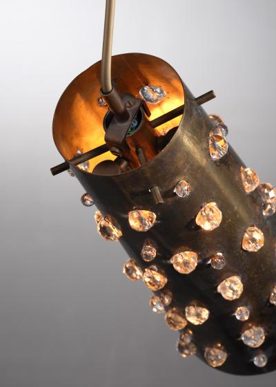  J T Kalmar Kalmar Lighting Pair of Kalmar copper and crystal pendants