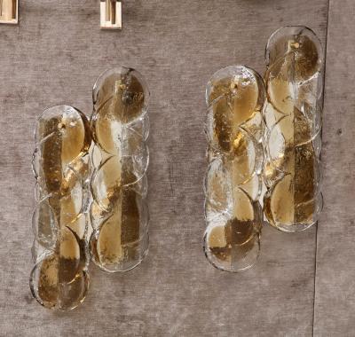  J T Kalmar Kalmar Lighting Pair of Mid Century Citrus Swirl Glass Sconces by Kalmar 