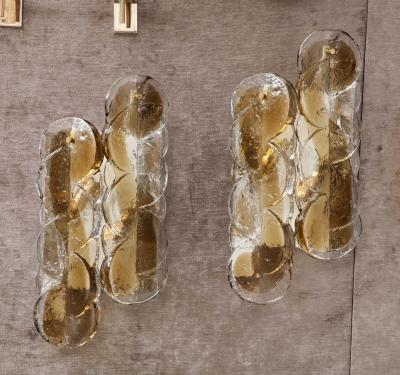  J T Kalmar Kalmar Lighting Pair of Mid Century Citrus Swirl Glass Sconces by Kalmar 