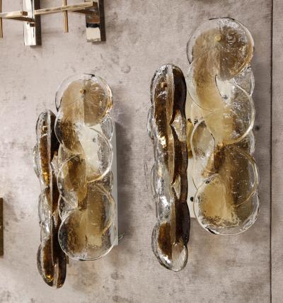  J T Kalmar Kalmar Lighting Pair of Mid Century Citrus Swirl Glass Sconces by Kalmar 