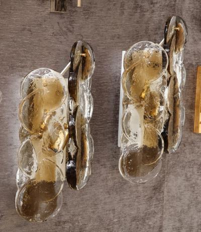  J T Kalmar Kalmar Lighting Pair of Mid Century Citrus Swirl Glass Sconces by Kalmar 