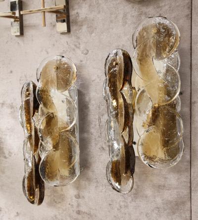  J T Kalmar Kalmar Lighting Pair of Mid Century Citrus Swirl Glass Sconces by Kalmar 