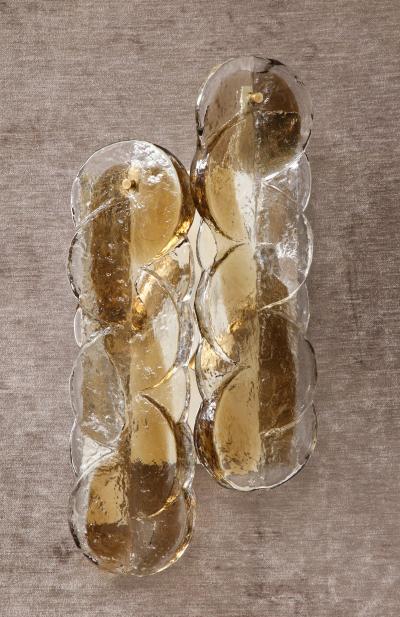  J T Kalmar Kalmar Lighting Pair of Mid Century Citrus Swirl Glass Sconces by Kalmar 