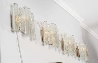  J T Kalmar Kalmar Lighting Pair of Vintage Kalmar Ice Glass Sconces