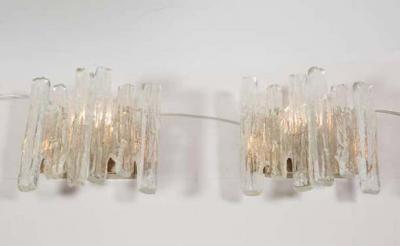  J T Kalmar Kalmar Lighting Pair of Vintage Kalmar Ice Glass Sconces