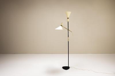  J T Kalmar Kalmar Lighting Pelikan Floor lamp in Brass and Lacquered Steel by J T Kalmar Austria 1950s