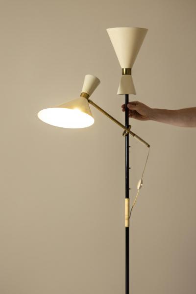  J T Kalmar Kalmar Lighting Pelikan Floor lamp in Brass and Lacquered Steel by J T Kalmar Austria 1950s