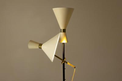  J T Kalmar Kalmar Lighting Pelikan Floor lamp in Brass and Lacquered Steel by J T Kalmar Austria 1950s