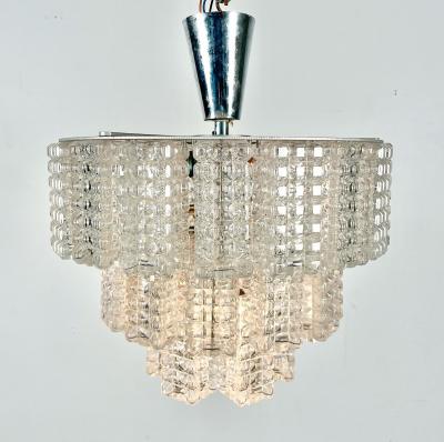  J T Kalmar Kalmar Lighting Small Austrian Mid Century Modern Chandelier Pendant by Kalmar Three Tier