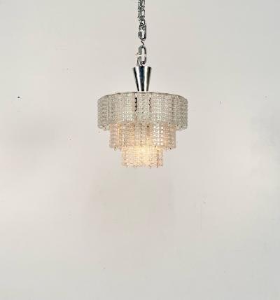  J T Kalmar Kalmar Lighting Small Austrian Mid Century Modern Chandelier Pendant by Kalmar Three Tier