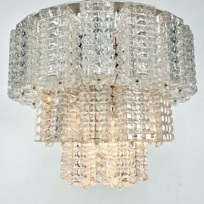  J T Kalmar Kalmar Lighting Small Austrian Mid Century Modern Chandelier Pendant by Kalmar Three Tier