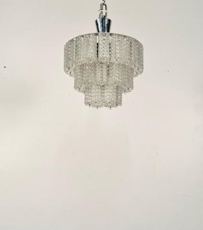  J T Kalmar Kalmar Lighting Small Austrian Mid Century Modern Chandelier Pendant by Kalmar Three Tier