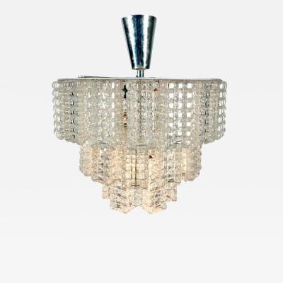  J T Kalmar Kalmar Lighting Small Austrian Mid Century Modern Chandelier Pendant by Kalmar Three Tier