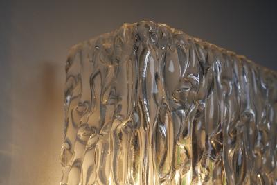  J T Kalmar Kalmar Lighting Textured Ice Glass Wall Sconce 1960s