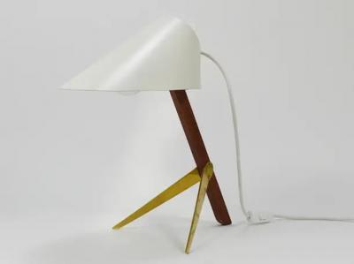 J T Kalmar Kalmar Lighting Two J T Kalmar Vienna Billy TL White Mid Century Table Desk Lamps Austria