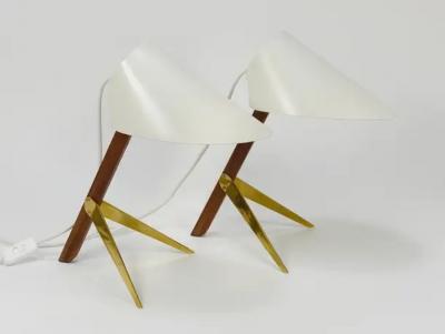 J T Kalmar Kalmar Lighting Two J T Kalmar Vienna Billy TL White Mid Century Table Desk Lamps Austria