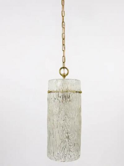  J T Kalmar Kalmar Lighting Two J T Kalmar Vienna Midcentury Glass Tube Brass Pendant Lamps Austria 1950s