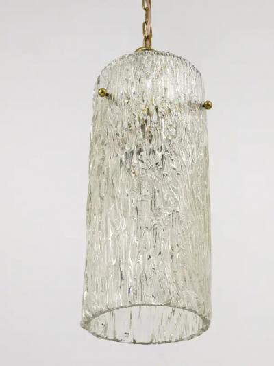  J T Kalmar Kalmar Lighting Two J T Kalmar Vienna Midcentury Glass Tube Brass Pendant Lamps Austria 1950s
