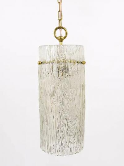  J T Kalmar Kalmar Lighting Two J T Kalmar Vienna Midcentury Glass Tube Brass Pendant Lamps Austria 1950s