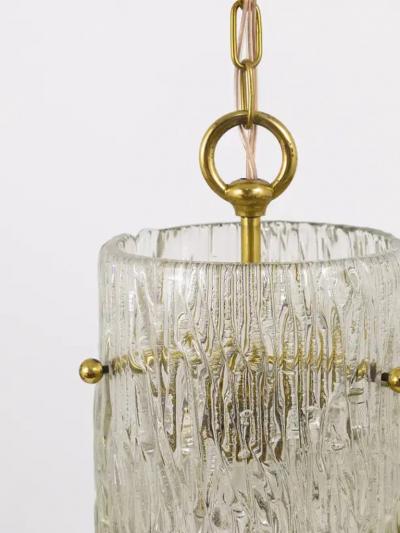  J T Kalmar Kalmar Lighting Two J T Kalmar Vienna Midcentury Glass Tube Brass Pendant Lamps Austria 1950s