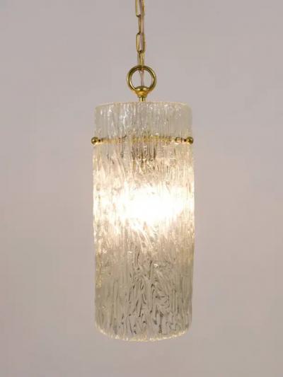  J T Kalmar Kalmar Lighting Two J T Kalmar Vienna Midcentury Glass Tube Brass Pendant Lamps Austria 1950s