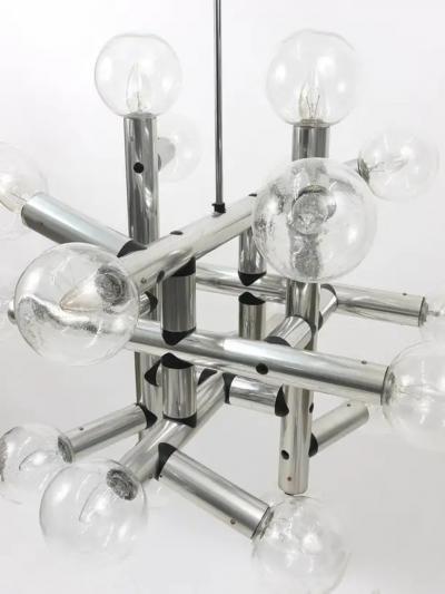  J T Kalmar Kalmar Lighting Up of 3 Identical J T Kalmar Atomic Ceiling Lamps Chandeliers Austria 1960s