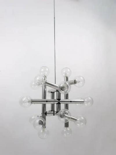  J T Kalmar Kalmar Lighting Up of 3 Identical J T Kalmar Atomic Ceiling Lamps Chandeliers Austria 1960s