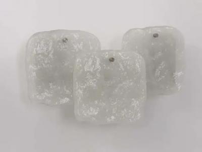  J T Kalmar Kalmar Lighting Up to 4 Kalmar Vienna Frosted Ice Glass Panel Sconces Modernist Wall Lamps 1960s