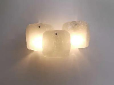  J T Kalmar Kalmar Lighting Up to 4 Kalmar Vienna Frosted Ice Glass Panel Sconces Modernist Wall Lamps 1960s