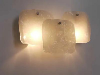  J T Kalmar Kalmar Lighting Up to 4 Kalmar Vienna Frosted Ice Glass Panel Sconces Modernist Wall Lamps 1960s