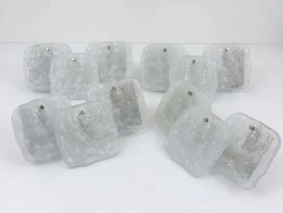  J T Kalmar Kalmar Lighting Up to 4 Kalmar Vienna Frosted Ice Glass Panel Sconces Modernist Wall Lamps 1960s