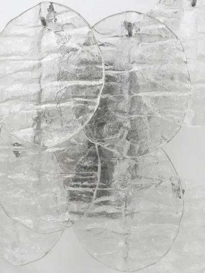  J T Kalmar Kalmar Lighting Up to Three J T Kalmar Blatt Ice Glass Disc Sconces Wall Lights Austria 1960s