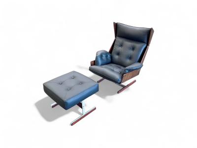  JD M veis e Decora es Armchair with Ottoman in Rosewood Leather Metal JD Moveis Lot 227 619