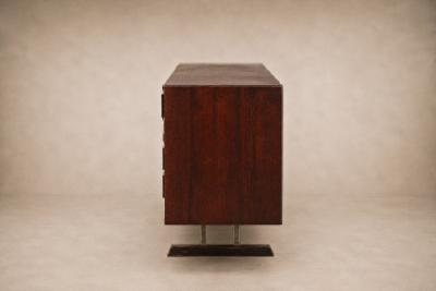  JD M veis e Decora es Brazilian Modern Credenza in Imbuia Wood Chrome by JD M veis Brazil