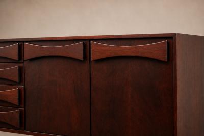  JD M veis e Decora es Brazilian Modern Credenza in Imbuia Wood Chrome by JD M veis Brazil