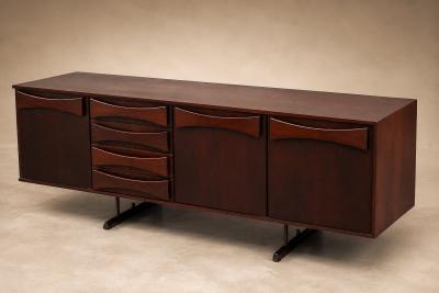  JD M veis e Decora es Brazilian Modern Credenza in Imbuia Wood Chrome by JD M veis Brazil