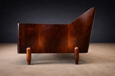  JD M veis e Decora es Pair of Brazilian Modern Armchairs in Rosewood Ivory Mohair JD Moveis
