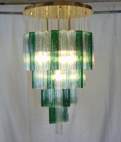  JL Light Style Cylinder clear green Murano glass flush mount