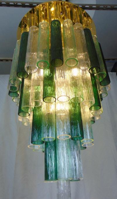 JL Light Style Cylinder clear green Murano glass flush mount