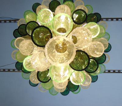  JL Light Style Cylinder clear green Murano glass flush mount