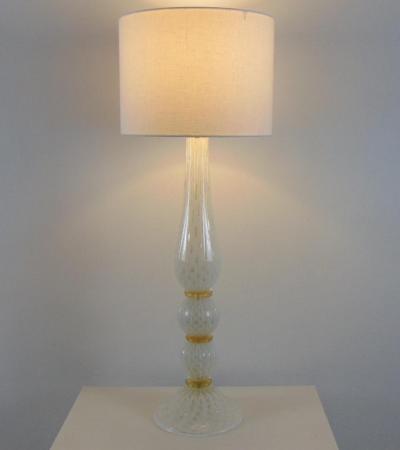  JL Light Style Diamond 2 white and gold Murano glass table lamp