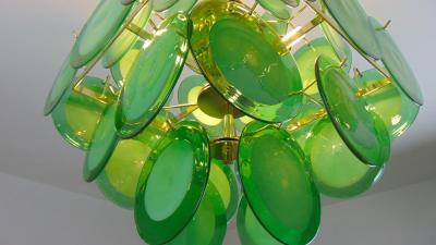  JL Light Style Green Murano glass discs chandelier in square shape