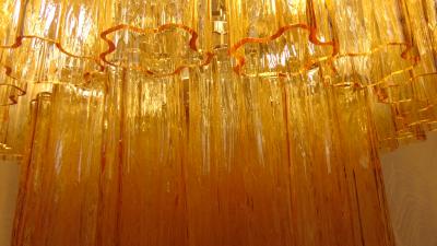  JL Light Style Huge dark amber Murano glass tronchi chandelier