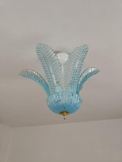  JL Light Style Large leaf felci blue small Murano glass flush mount