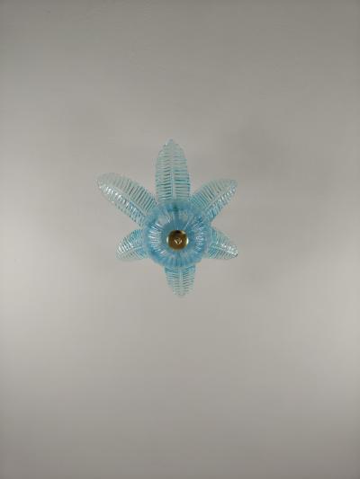  JL Light Style Large leaf felci blue small Murano glass flush mount