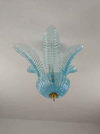  JL Light Style Large leaf felci blue small Murano glass flush mount